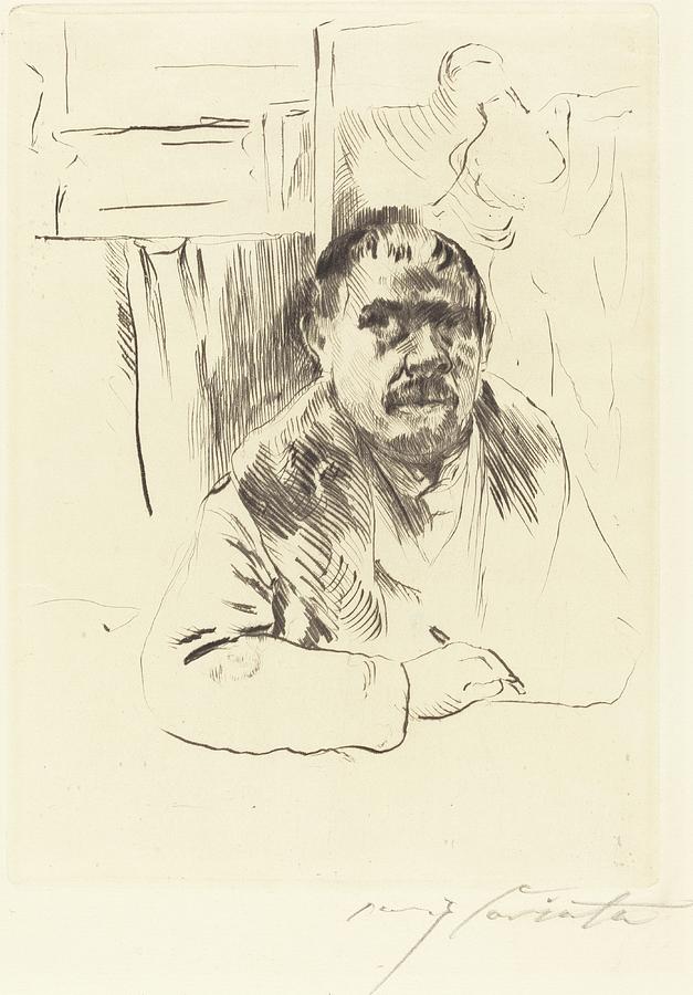 Self-portrait In A Fur Coat Drawing by Lovis Corinth - Fine Art America