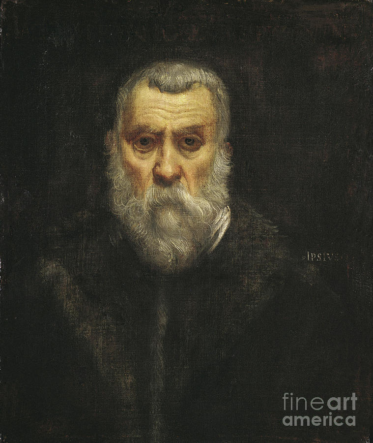 Self Portrait Painting by Jacopo Robusti Tintoretto