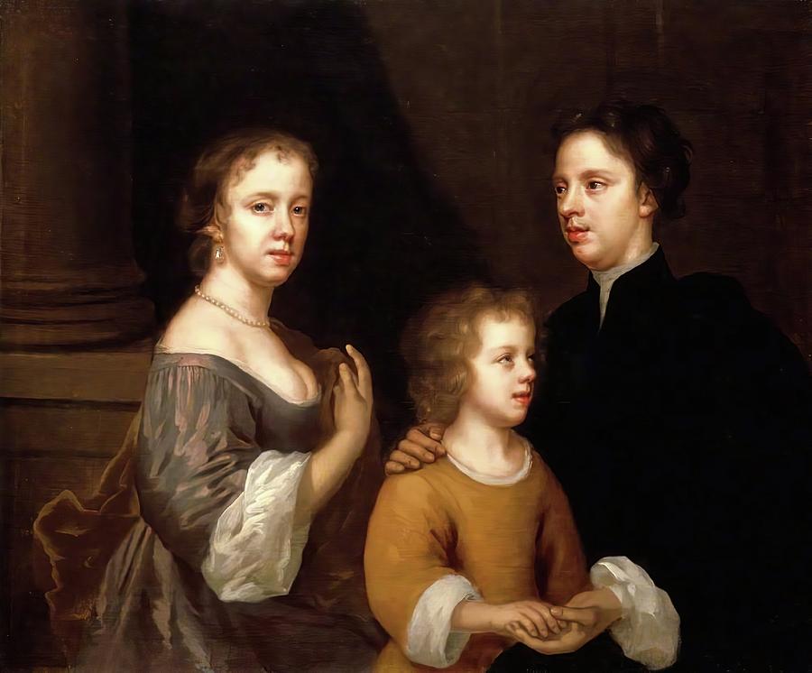 Self Portrait of Mary Beale with Her Husband and Son by Mary Beale. Oil on canvas. 62,2 x 74 cm. Painting by Mary Beale