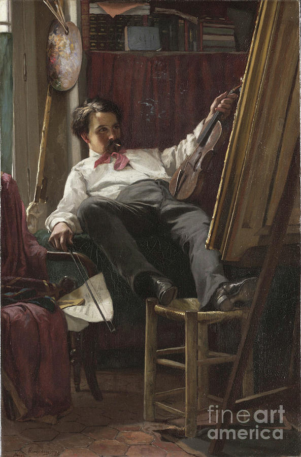 Self-portrait Of The Artist In His Studio, 1875 Painting by Thomas ...