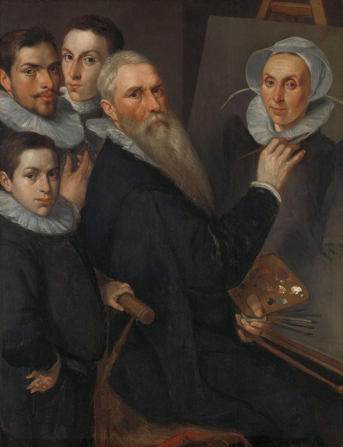 Self Portrait of the Painter and his Family. Painting by Jacob Willemsz Delff -I-
