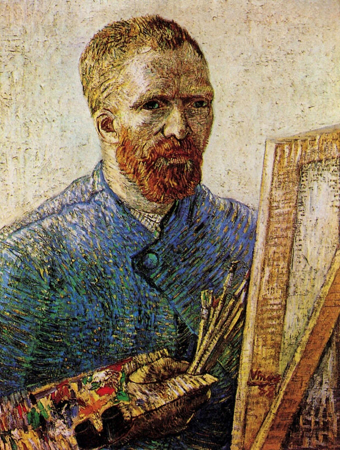 Self Portrait of  Vincent Van Gogh in Front of the Easel Painting by 