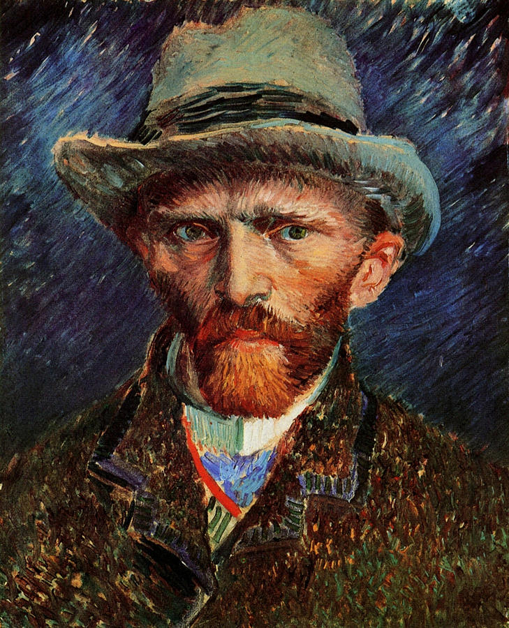 Self Portrait of  Vincent Van Gogh with Grey Felt Hat Painting by 