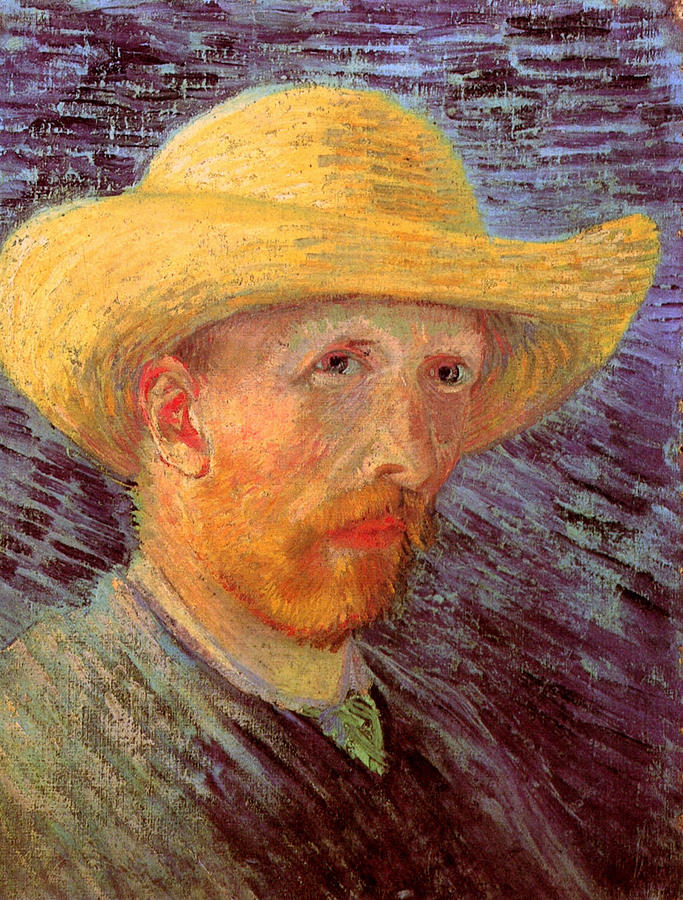 Self Portrait of  Vincent Van Gogh with Straw Hat Painting by 