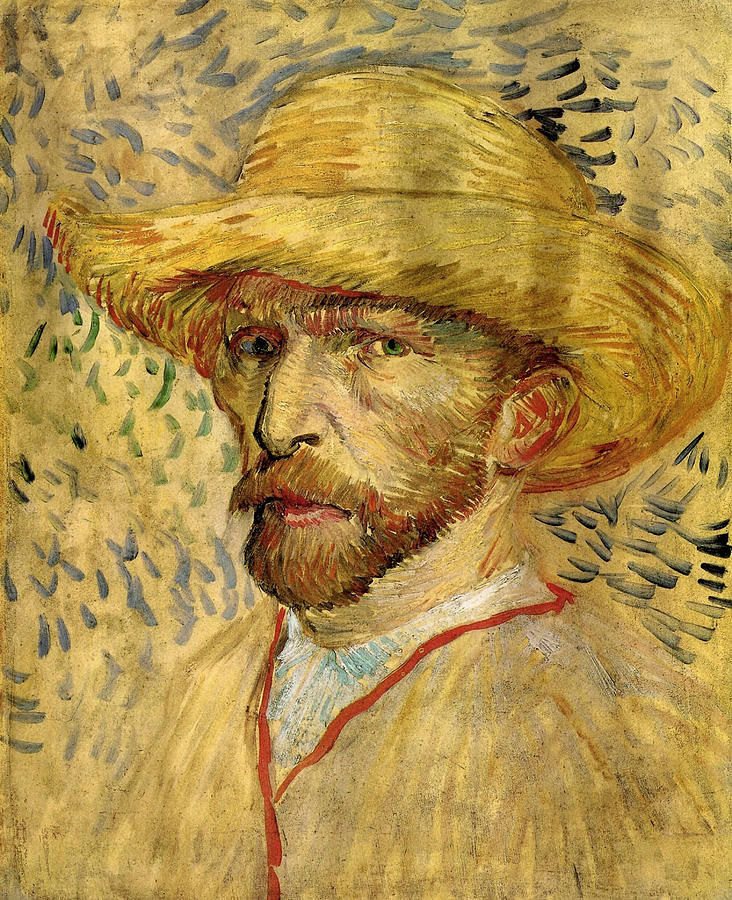 Self Portrait of  Vincent Van Gogh with Straw Hat, Second Version Painting by 