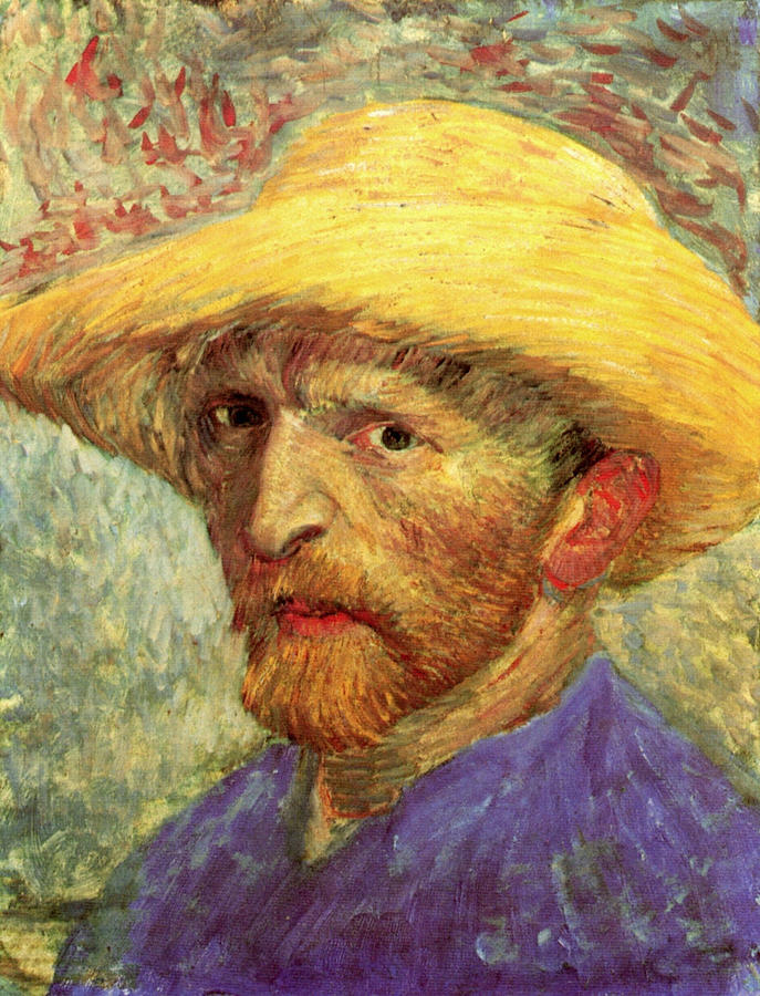 Self Portrait of  Vincent Van Gogh with Straw Hat, Third Version Painting by 