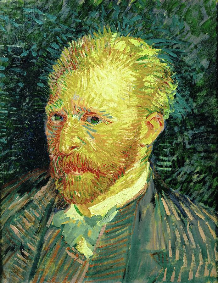 Self-portrait. Oil on canvas -1887- 44.1 x 35.1 cm R.F. 1947-28. VINCENT VAN GOGH . Painting by Vincent van Gogh -1853-1890-
