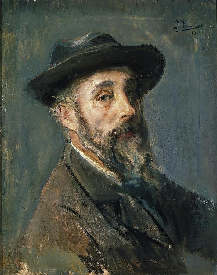 Self-portrait with a Hat. 1901. Oil on canvas. Painting by Ignacio Pinazo Camarlench -1849-1916-