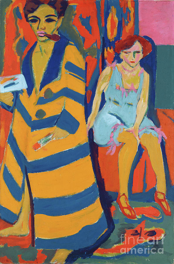 Self Portrait With A Model, 1907 Painting by Ernst Ludwig Kirchner