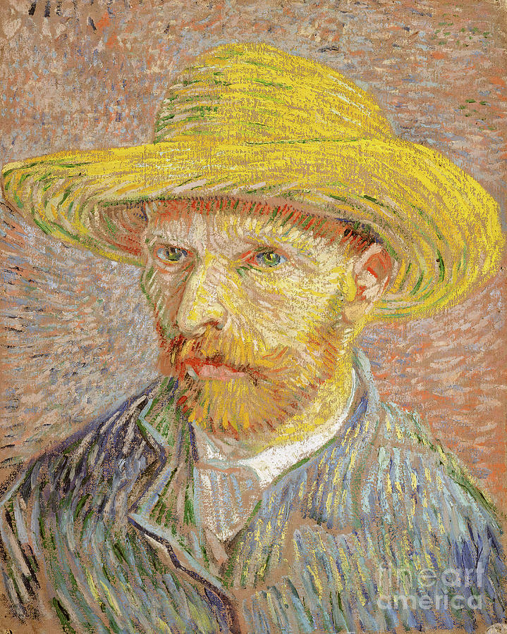 Self-portrait With A Straw Hat Obverse Drawing by Heritage Images