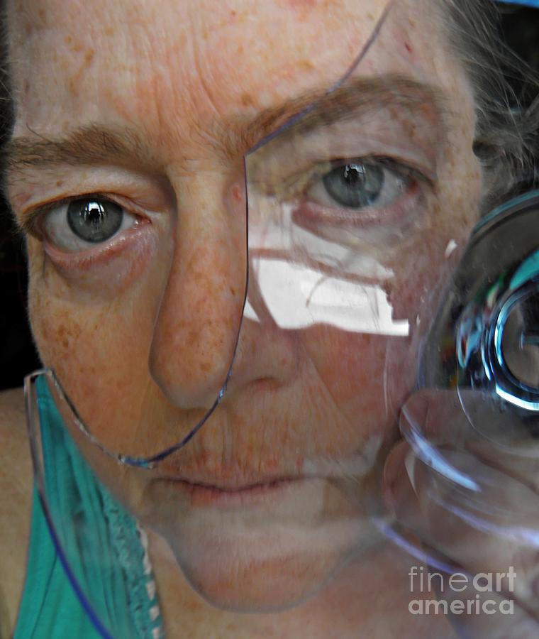 Portrait Photograph - Self Portrait with Broken Glass by Sarah Loft