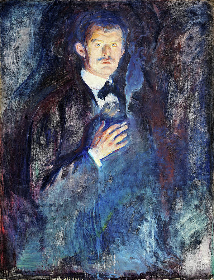 Edvard Munch Painting - Self-Portrait with Burning Cigarette - Digital Remastered Edition by Edvard Munch