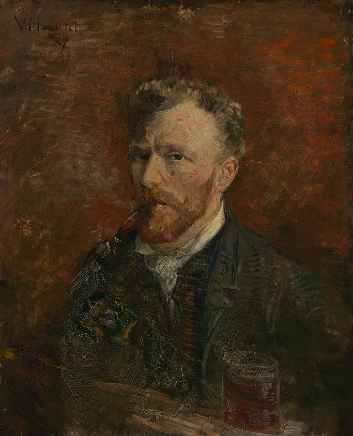 Self-Portrait with Glass. Painting by Vincent van Gogh -1853-1890-