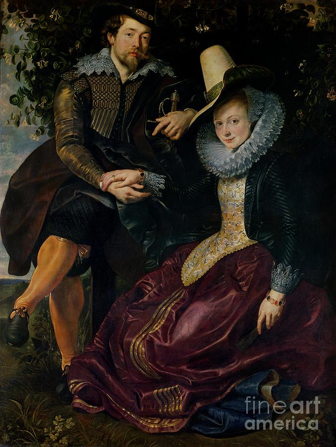 Peter Paul Rubens Painting - Self Portrait With Isabella Brandt, His First Wife, In The Honeysuckle Bower, C.1609 by Peter Paul Rubens