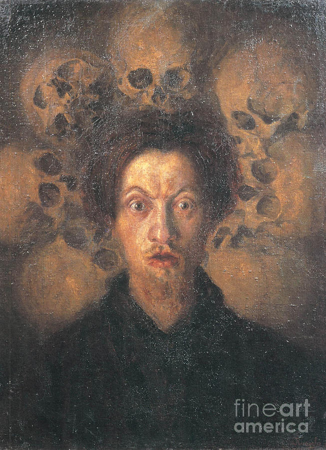 Self-portrait With Skulls Autoritratto Drawing by Heritage Images
