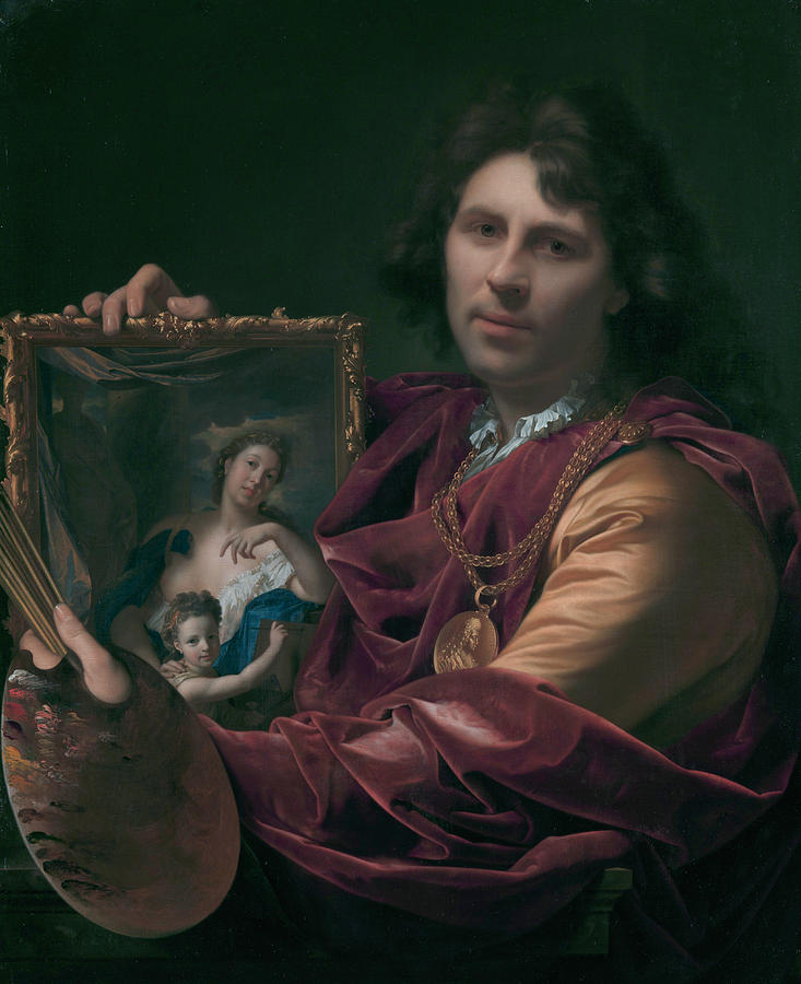 Self-portrait with the Portrait of his Wife Painting by Adriaen van der ...