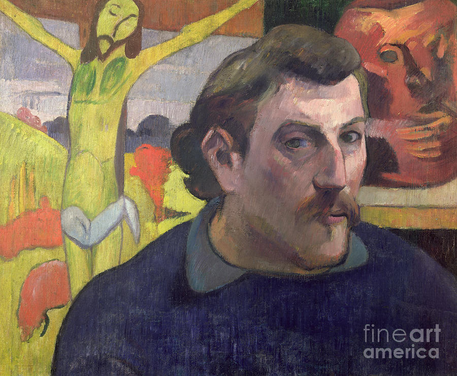 Self Portrait With The Yellow Christ, 1890 Painting by Paul Gauguin