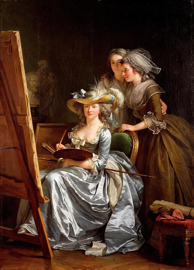 Self-portrait with Two Pupils, 1785, Oil on canvas, 210.8 x 151.1 cm,. Painting by Adelaide Labille-Guiard -1749-1803-
