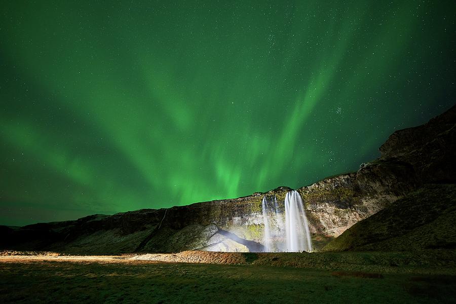 Seljalandsfoss Waterfall And Aurora Photograph by Ragnar Th. Sigurdsson ...