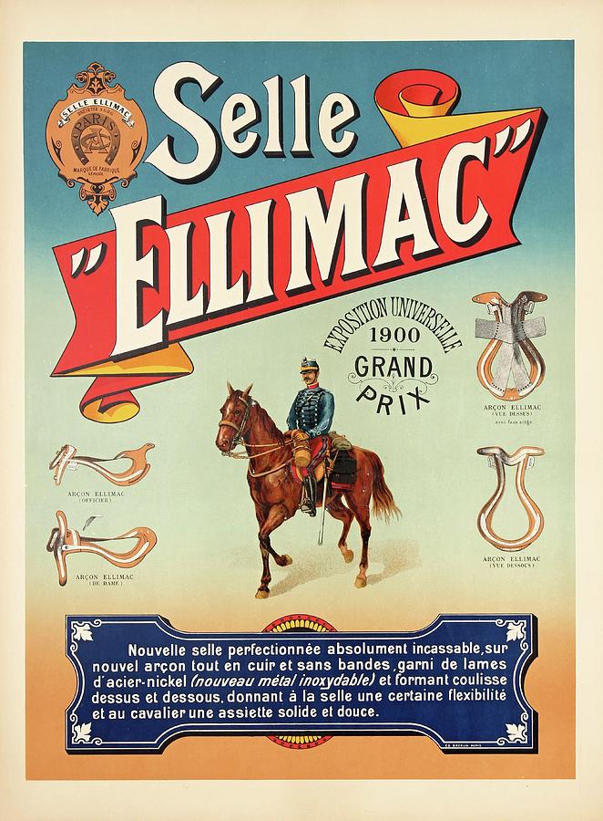 Selle Ellimac poster, France 1900 Drawing by Vincent Monozlay