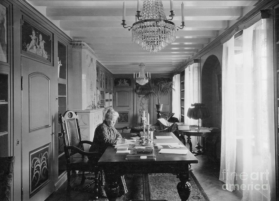Selma Lagerlof Writing At Desk Photograph by Bettmann