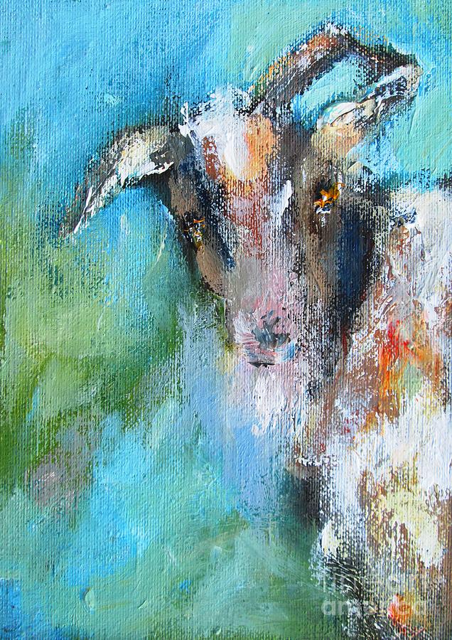 Semi Abstract Irish Goat 2018 Painting by Mary Cahalan Lee - aka PIXI