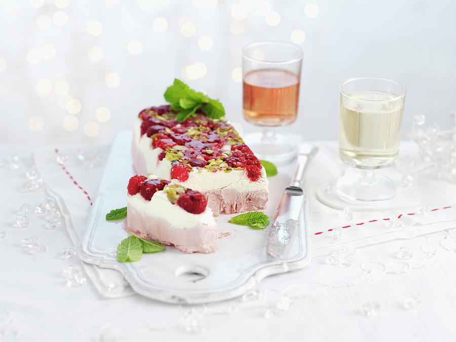Semi Freddo With Raspberries, White Chocolate And Pistachios Photograph by Ian Garlick