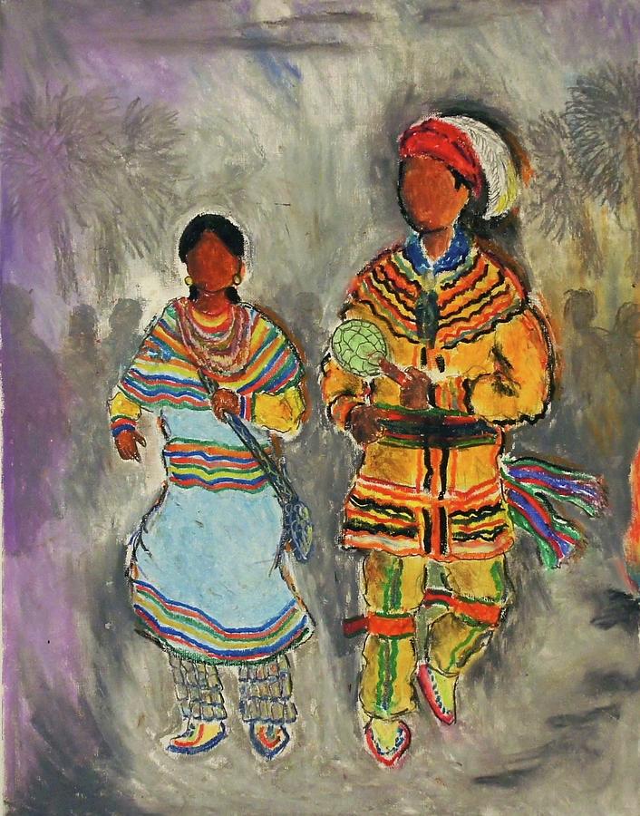 Seminole Stomp Dance Pastel By Barry Lee