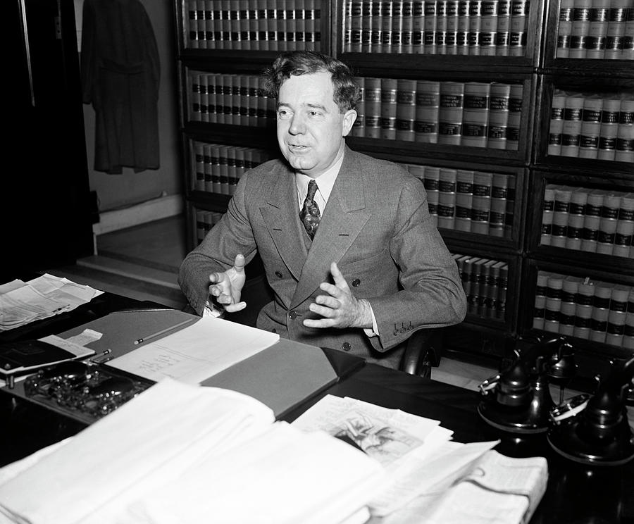 Senator Huey Long At His Desk - 1935 Photograph by War Is Hell Store