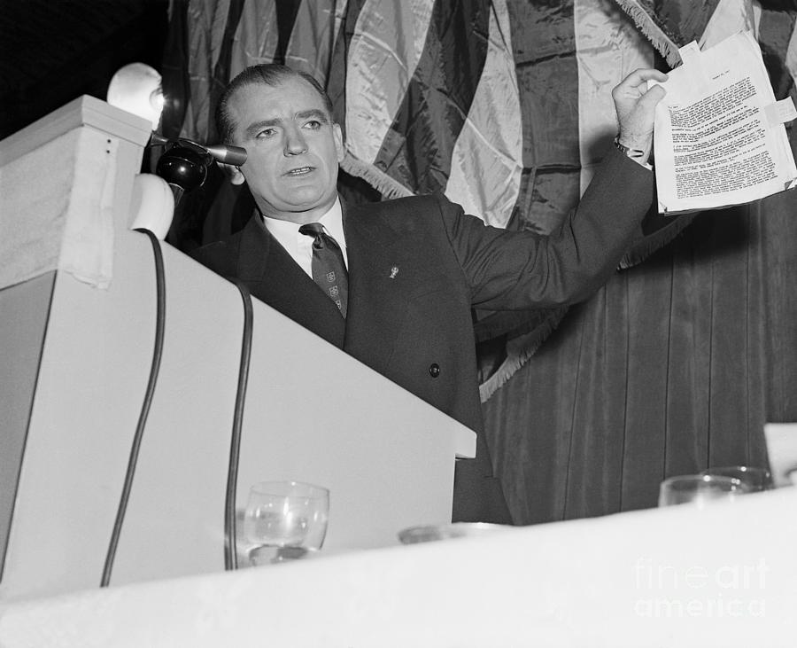 Senator Joseph Mccarthy Waving Document Photograph by Bettmann