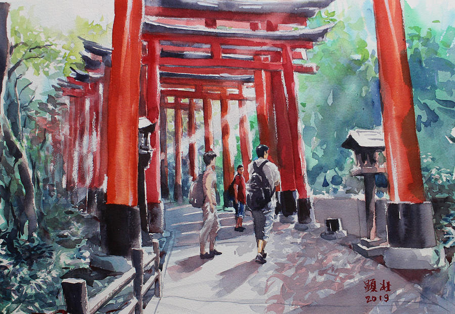 Senbon Torii Painting By Ken Yeh