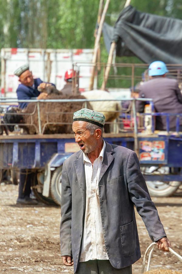 Senior Uyghur Man In Sunday Livestock Market, Kashgar, China Photograph
