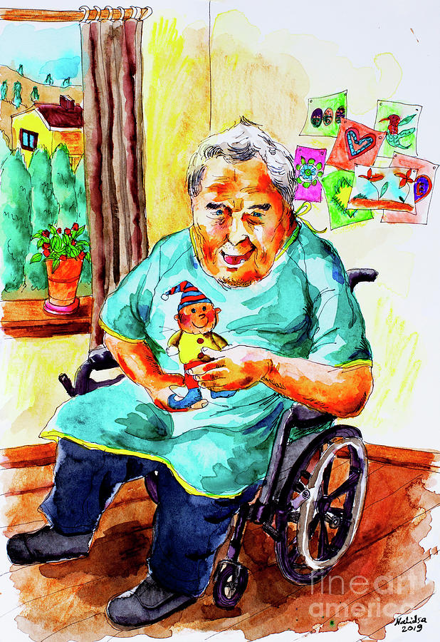 Seniors Elderly Man Drawing by Nalidsa Sukprasert