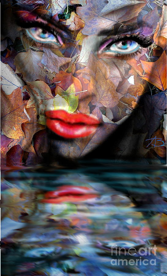 Sensual Eyes Autumn Water Painting by Angie Braun
