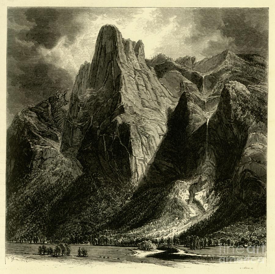 Sentinel Rock And Fall Drawing by Print Collector