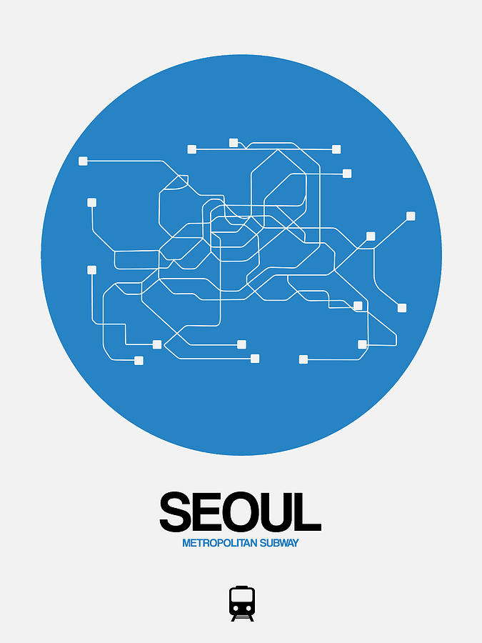 Seoul Blue Subway Map Digital Art by Naxart Studio