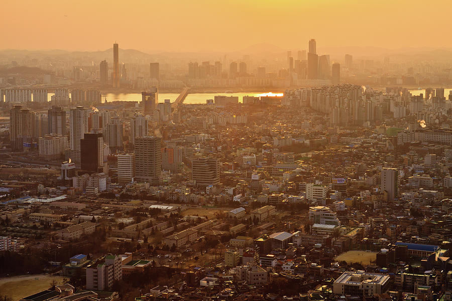 Seoul Cityscape At Sunset Photograph by Sungjin Kim