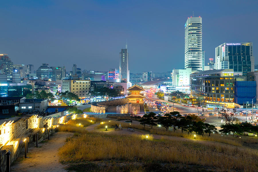 Seoul Dongdaemun Gate And Traffic Photograph by Prasit Rodphan - Pixels