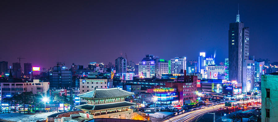 Cityscape Photograph - Seoul South Korea Panorama At Namdaemun by Sean Pavone