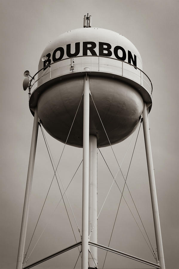 Vintage Photograph - Sepia Bourbon Whiskey Water Tower by Gregory Ballos