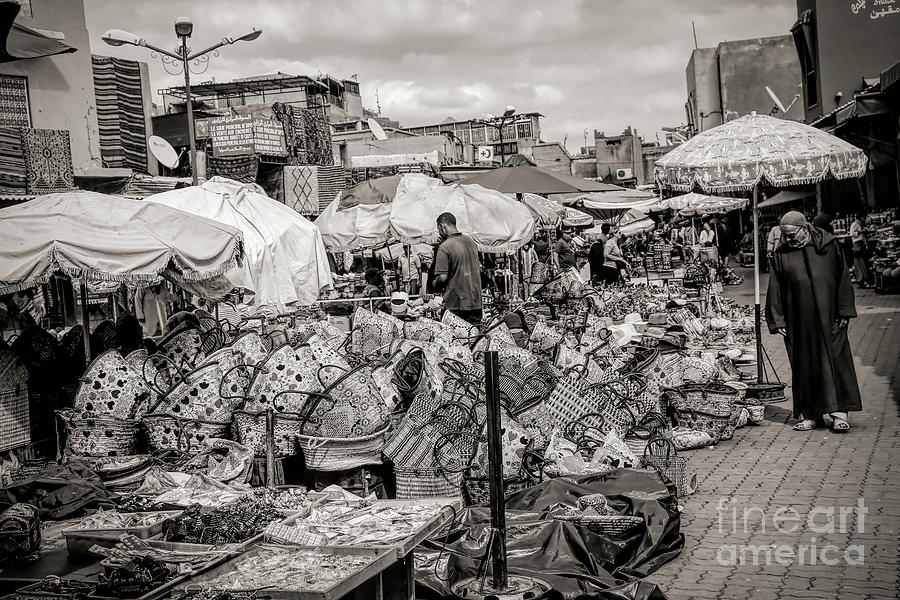 Sepia Tones Outdoor Market Marrakesh  Photograph by Chuck Kuhn