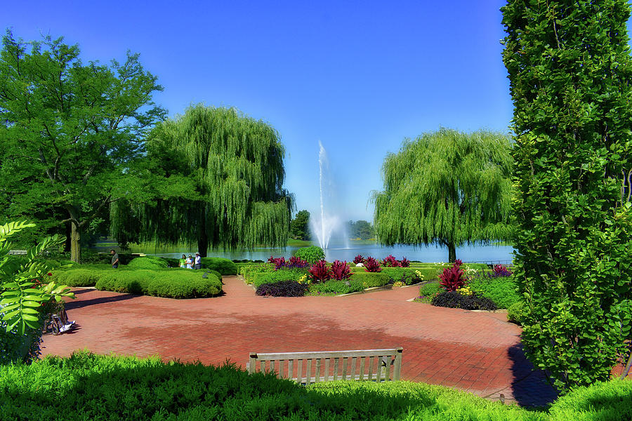 September Fountain Crescent Garden Chicago Botanic Garden 02 Photograph by Thomas Woolworth