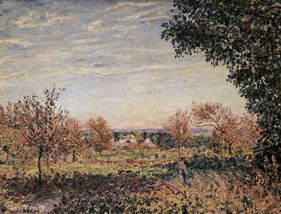 September Morning - 19th Century - French School. Painting by Alfred Sisley -1839-1899-