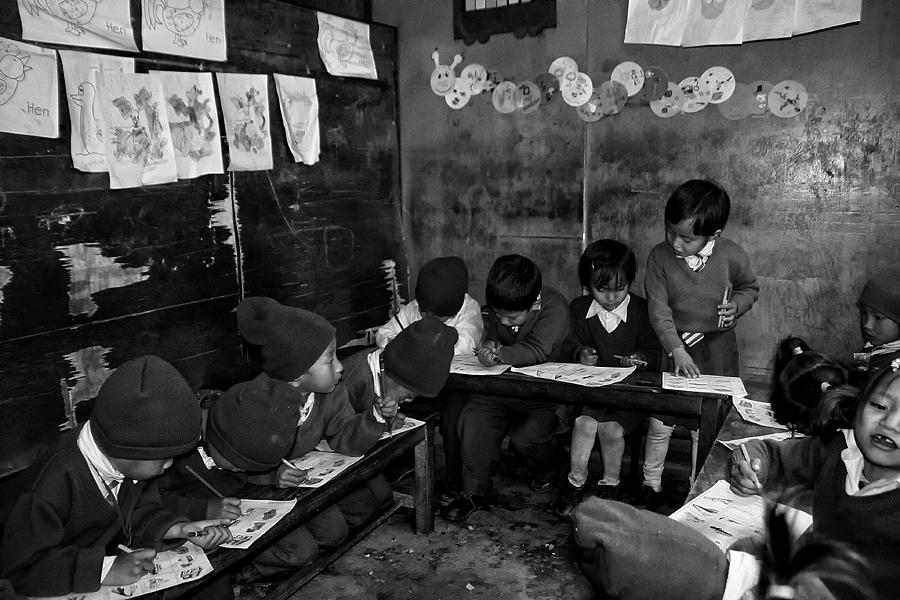 Series : Revisiting "my" Children Of Nepal (the Classroom Of The Little Ones) Photograph by Yvette Depaepe