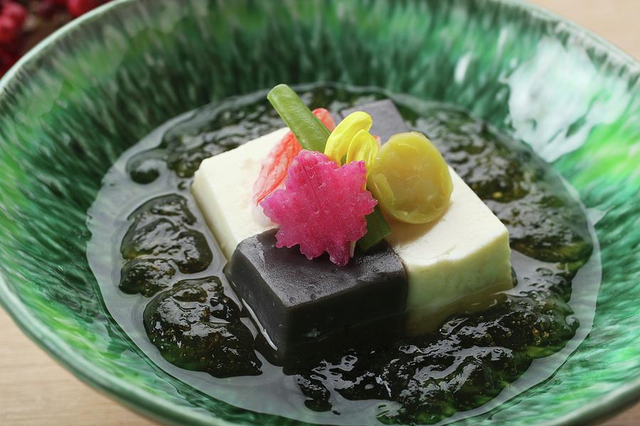 Sesame Seed Tofu With Chopped Vegetables Japan Yuichi Nishihata Photography 