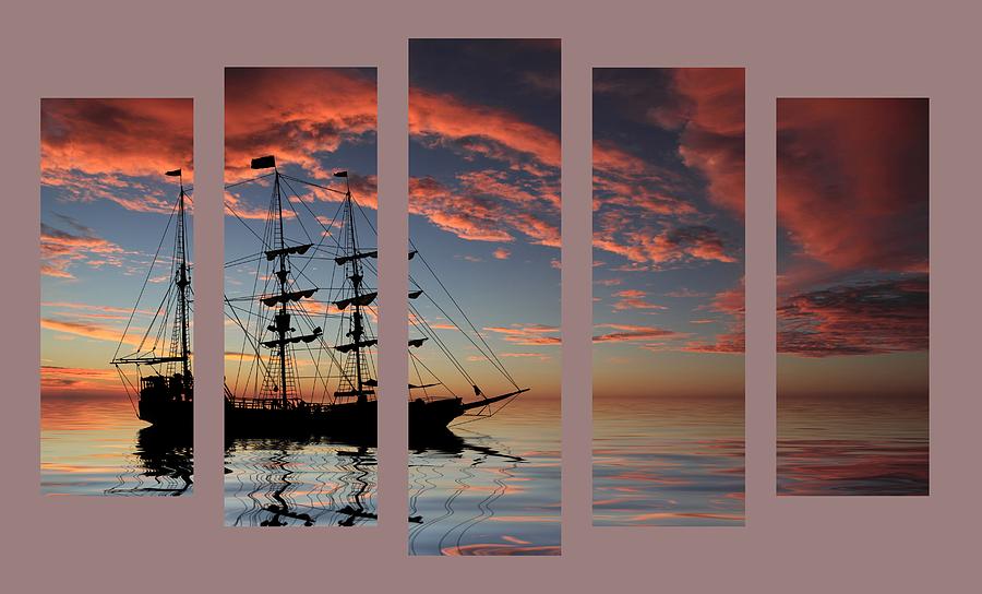 Set 22 - Pirate Ship At Sunset Photograph by Shane Bechler