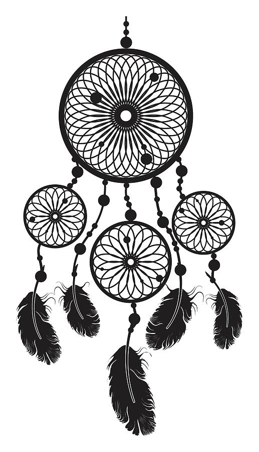 Set Collection Of Dream Catchers. Silhouette In Black Color Isolated On ...