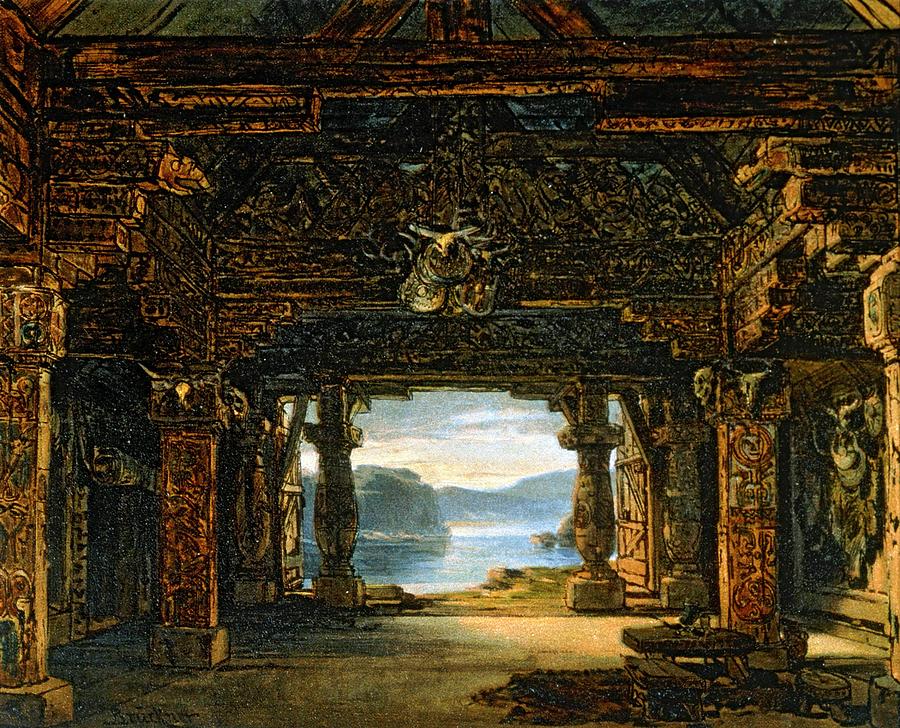 Set design for the Nibelungen. Siegried Act 1 by Wagner. Painting by Album