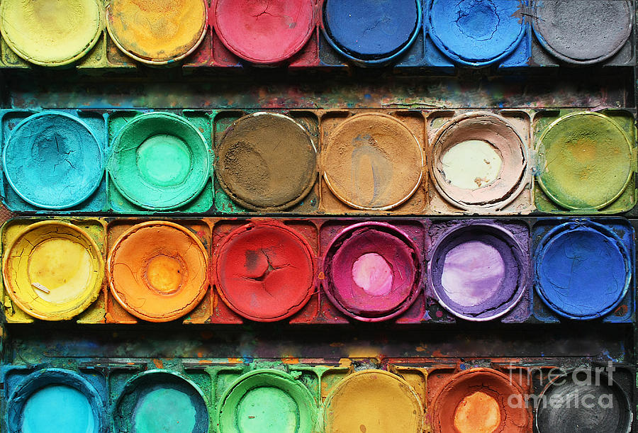 Education Photograph - Set Of Color Paints by Solomiya Trylovska