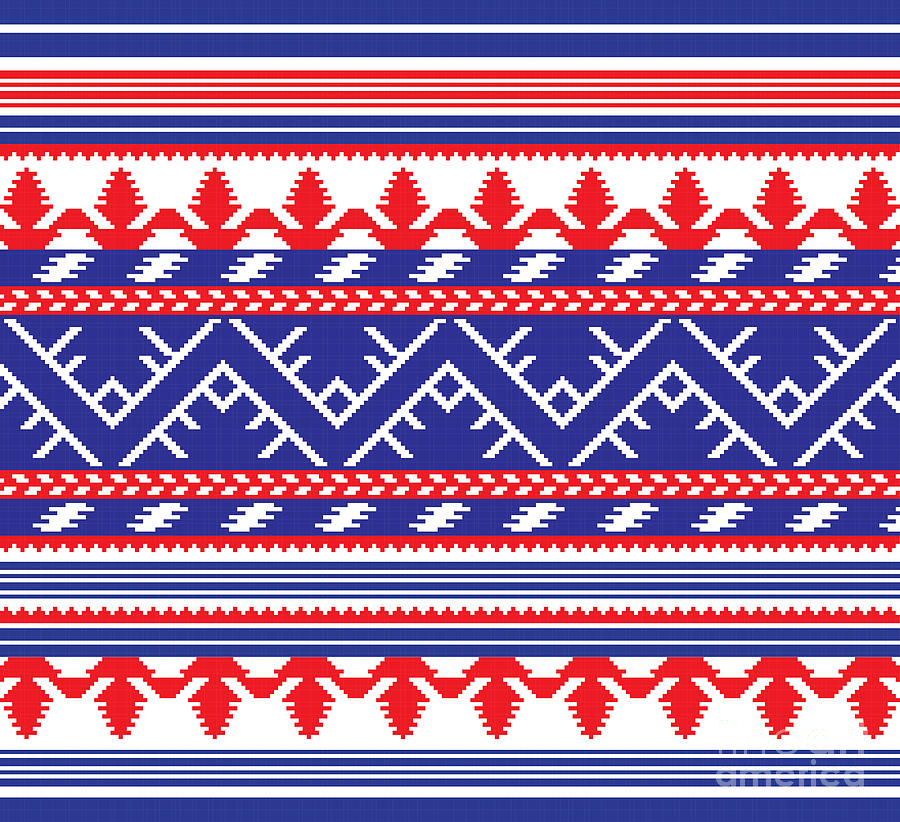 Ukrainian Digital Art - Set Of Ethnic Ornament Pattern by Zinaida Zaiko